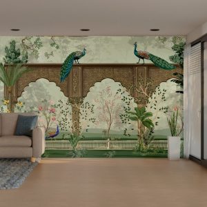 Royal Peacock Palace Garden 3D Wallpaper