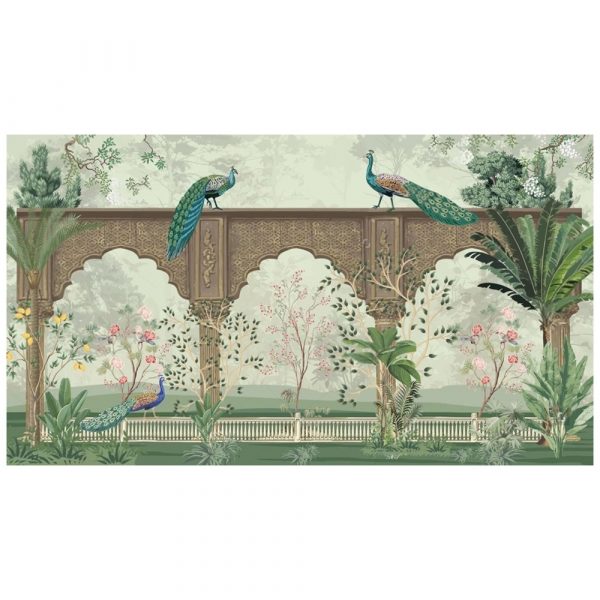 Royal Peacock Palace Garden 3D Wallpaper - Image 3