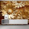 Radiant Gold Blossom Symphony Mural