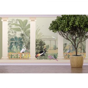 Jungle Wildlife Tropical Columns Wall Mural