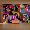 Abstract Geometric Faces Statement Mural