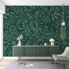 Tropical Green Bold Leaf Pattern Mural
