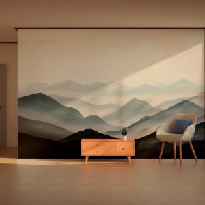 Tranquil Misty Mountain Landscape Mural