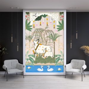 Divine Cows Lotus Pond Pichwai Mural