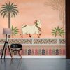 Ornate Cow Heritage Pink Pichwai Wallpaper