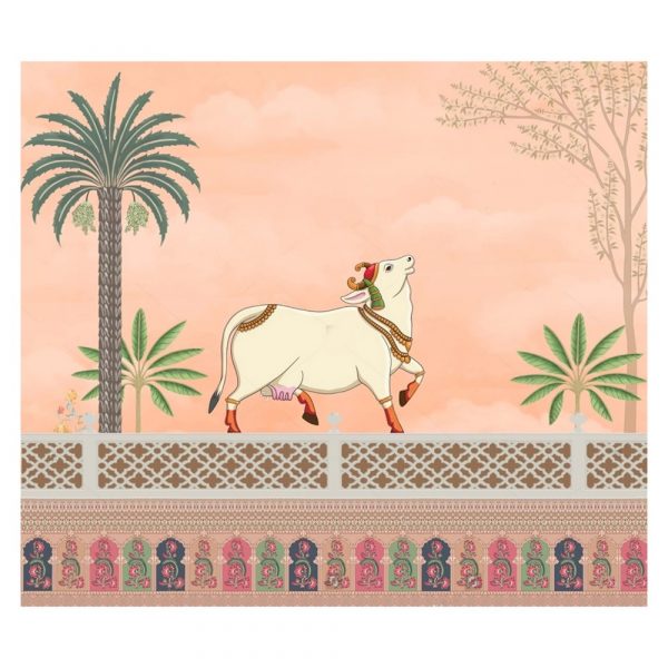Ornate Cow Heritage Pink Pichwai Wallpaper - Image 3