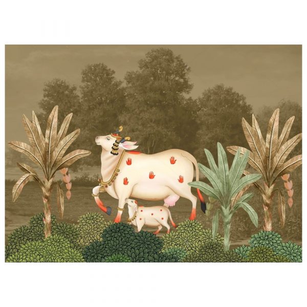 Sepia Grove Majestic Cow Pichwai Wallpaper - Image 3