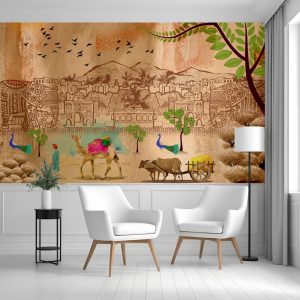 Camel Caravan Desert Heritage Mural Wallpaper