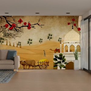 Blossoms and Dome Desert Serenity Wallpaper