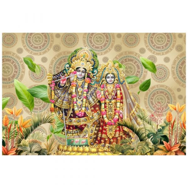 Ornate Radha Krishna Mandala Floral Wallpaper - Image 3