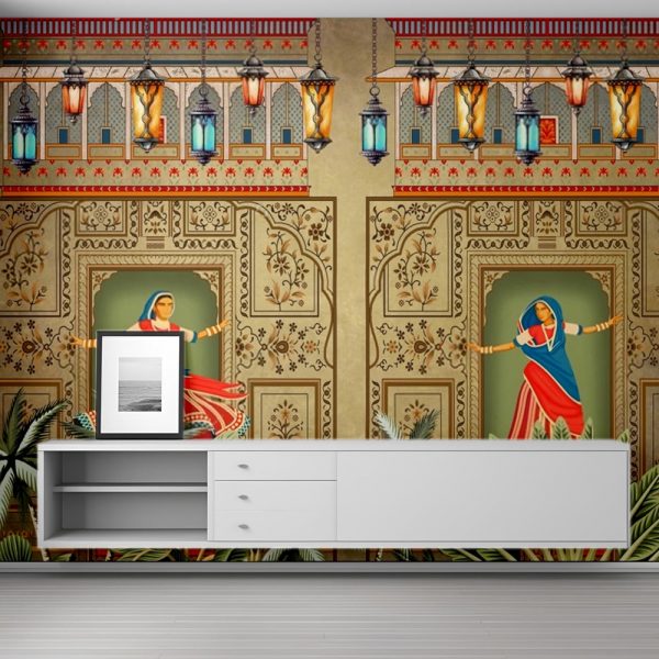Traditional Dancers Palace Lantern Mural Wallpaper - Image 2