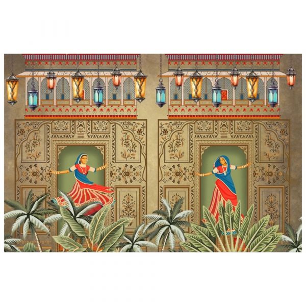 Traditional Dancers Palace Lantern Mural Wallpaper - Image 3
