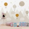 Hot Air Balloons over Moon Mountains Kids Room Wallpaper