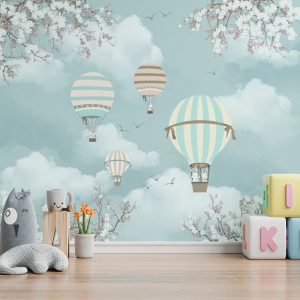 Bunny Balloons Blossom Sky Adventure Wallpaper