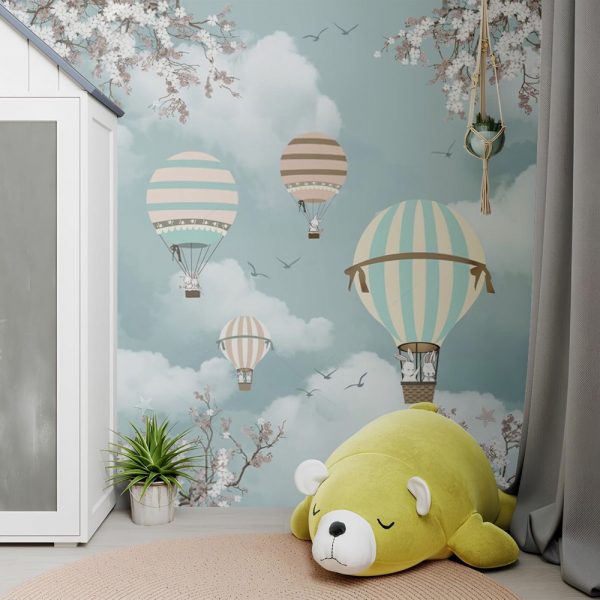 Bunny Balloons Blossom Sky Adventure Wallpaper - Image 2