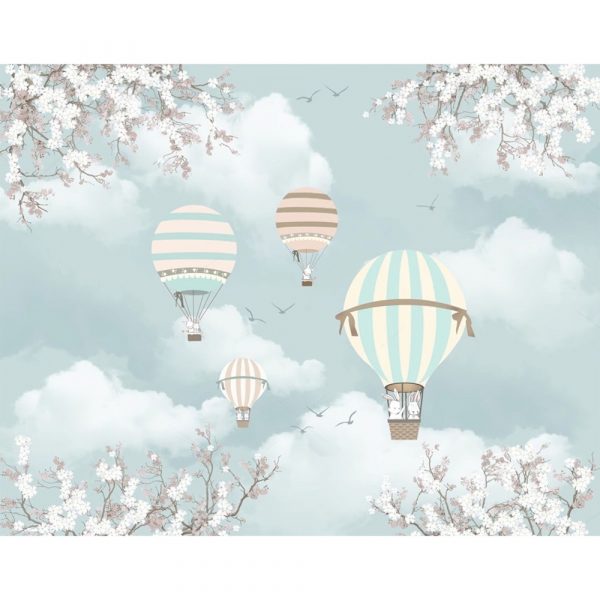 Bunny Balloons Blossom Sky Adventure Wallpaper - Image 3