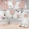 Pink Floral Balloon Dreamscape Kids Room Wallpaper