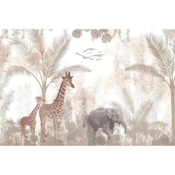 Safari Giants in Gentle Jungle Kids Room Wallpaper - Image 3