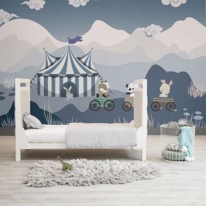Circus Parade in Mountain Valley Kids Room Wallpaper