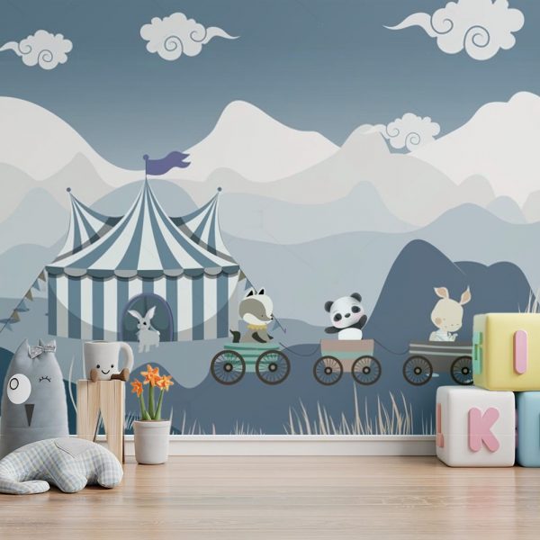 Circus Parade in Mountain Valley Kids Room Wallpaper - Image 2