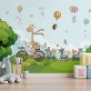 Giraffe Bicycle Animal Parade Fun Kids Room Wallpaper