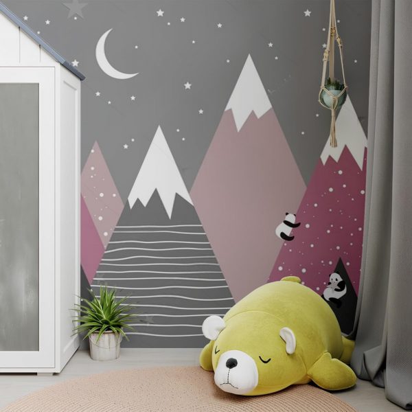 Panda Climbers on Dreamy Mountains Wallpaper - Image 2