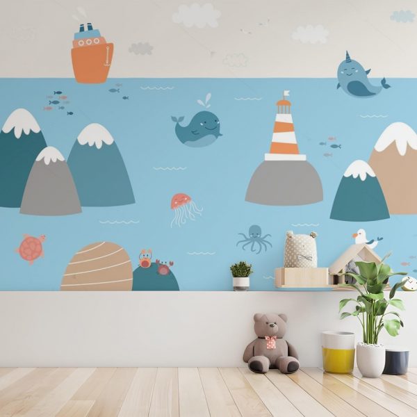Ocean Friends Lighthouse Adventure Kids Room Wallpaper - Image 2