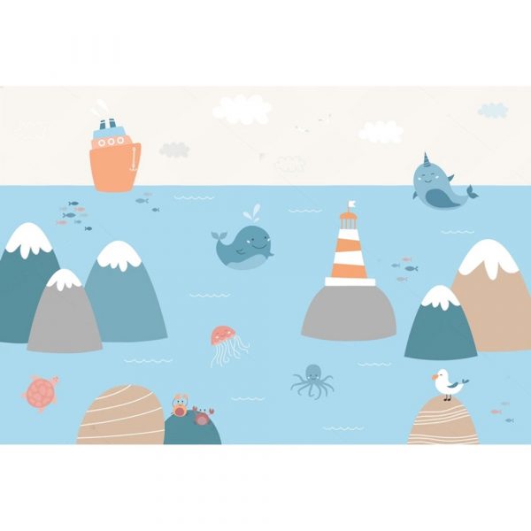 Ocean Friends Lighthouse Adventure Kids Room Wallpaper - Image 3