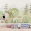 Woodland Deer in Enchanted Forest Kids Room Wallpaper