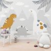 Playful Dinosaurs in Prehistoric Valley Kids Room Wallpaper