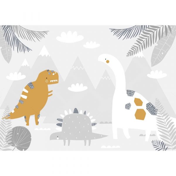 Playful Dinosaurs in Prehistoric Valley Kids Room Wallpaper - Image 3