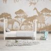 Safari Silhouettes in Misty Jungle Kids Room Wallpaper