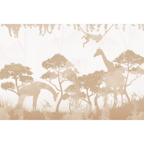 Safari Silhouettes in Misty Jungle Kids Room Wallpaper - Image 3