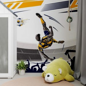 Soccer Star Stadium Action Burst Kids Room Wallpaper