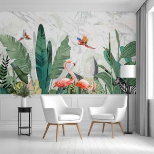 Flamingo Rainforest Safari Adventure Tropical Wallpaper