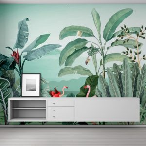 Flamingo Retreat Lush Tropics Wall Mural