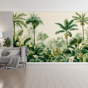 Verdant Palm Canopy Tropical Forest Wallpaper
