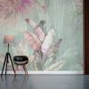 Pastel Paradise Banana Leaves Tropical Wallpaper
