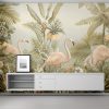 Golden Flamingo Oasis Tropical Wall Mural