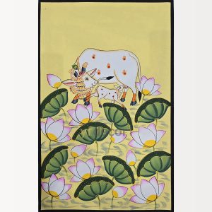 Cow and Calf Lotus Pond Harmony Pichwai Painting