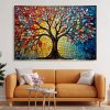 Colourful Abstract Tree of Life Crystal Glass Painting