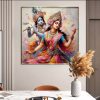 Enchanting Radha Krishna Crystal Glass Painting (with Pearls)