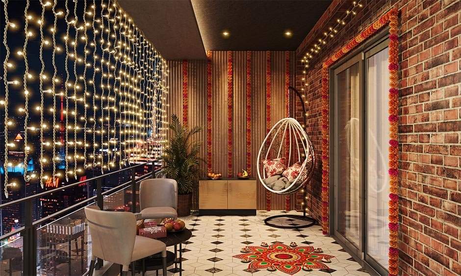 balcony diwali light decoration ideas