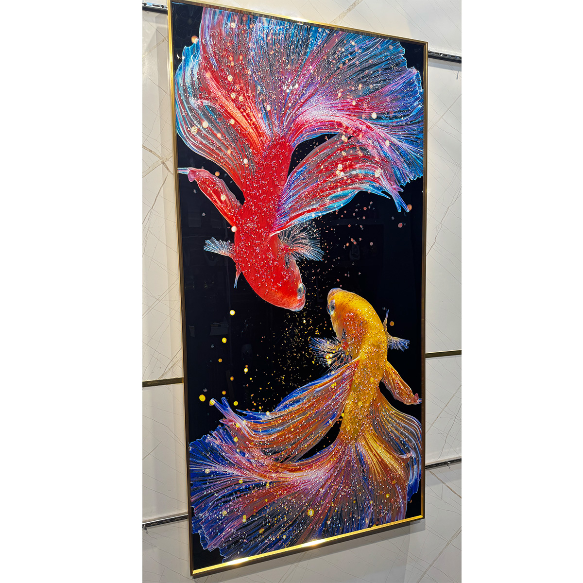 Siamese Japanese Fish Crystal Glass Painting - Image 4