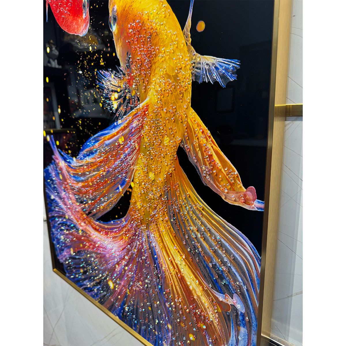 Siamese Japanese Fish Crystal Glass Painting - Image 7