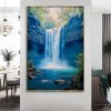 Nature’s Symphony Waterfall Crystal Glass Painting