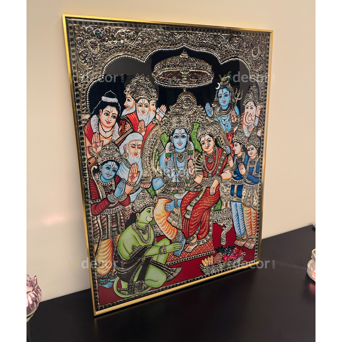 Ram Darbar Glory Crystal Glass Painting - Image 4