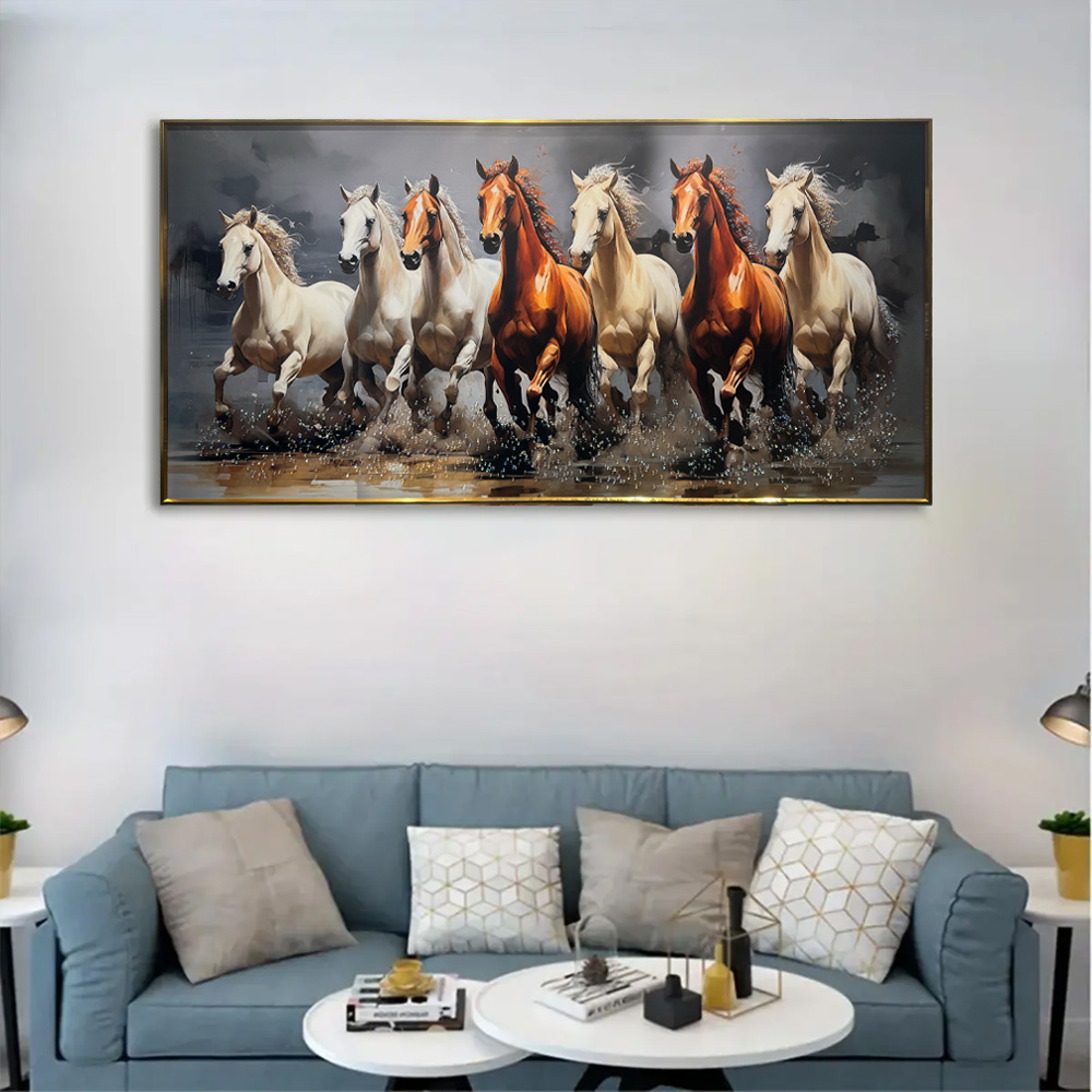 Mystical Seven Horses Vastu Crystal Painting - Image 2