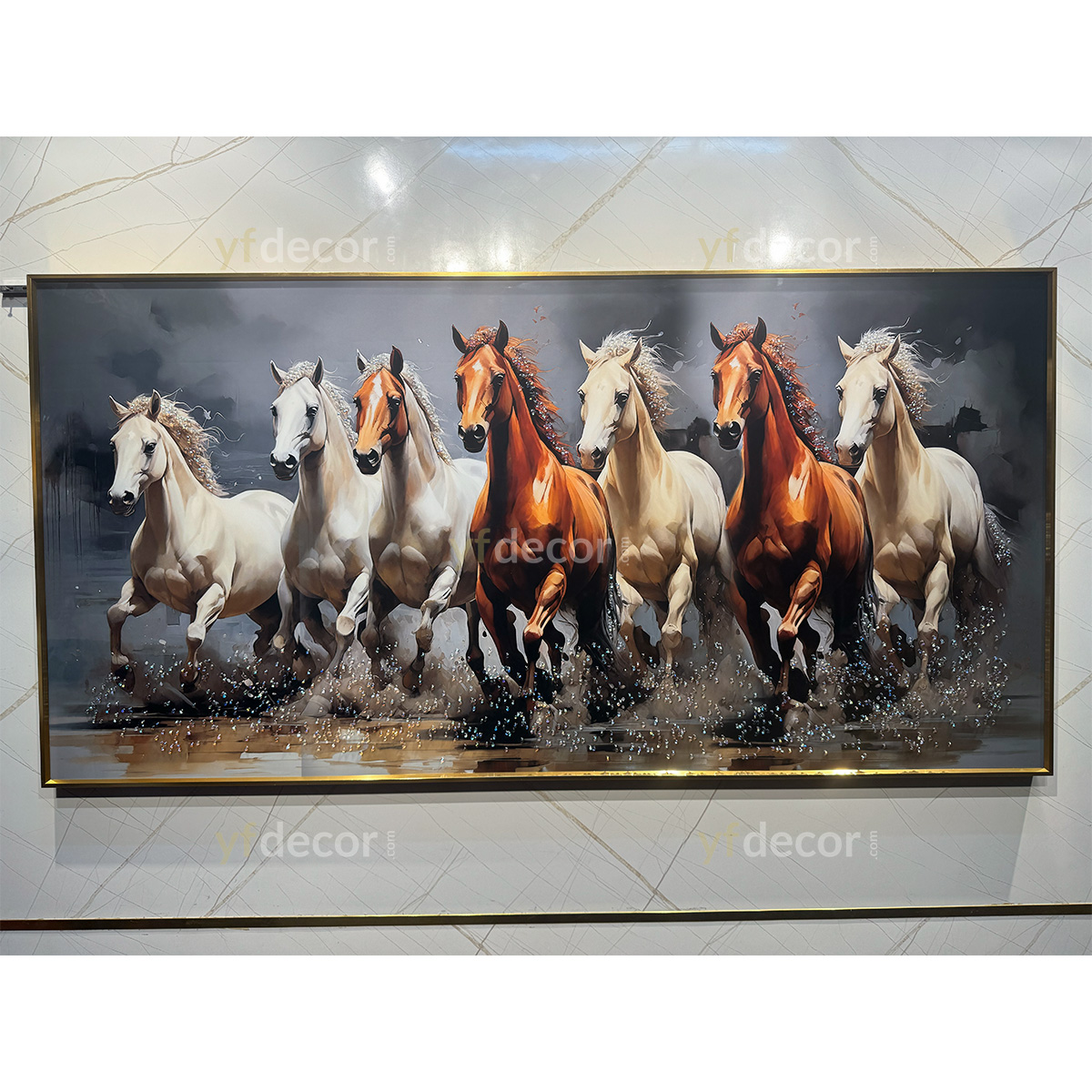 Mystical Seven Horses Vastu Crystal Painting - Image 3