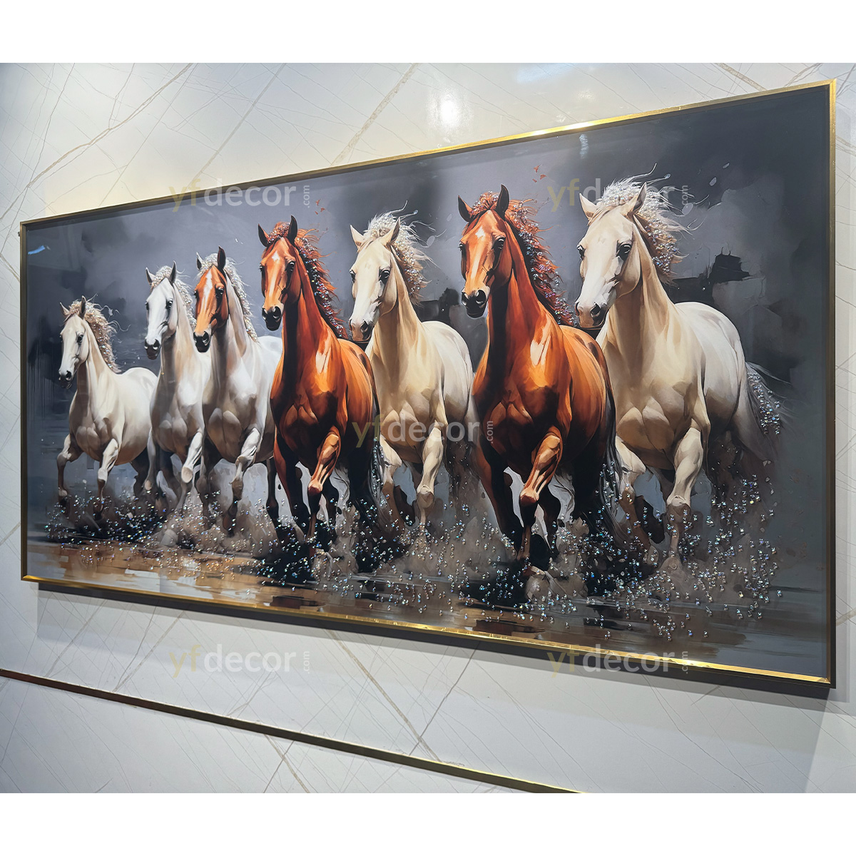 Mystical Seven Horses Vastu Crystal Painting - Image 4